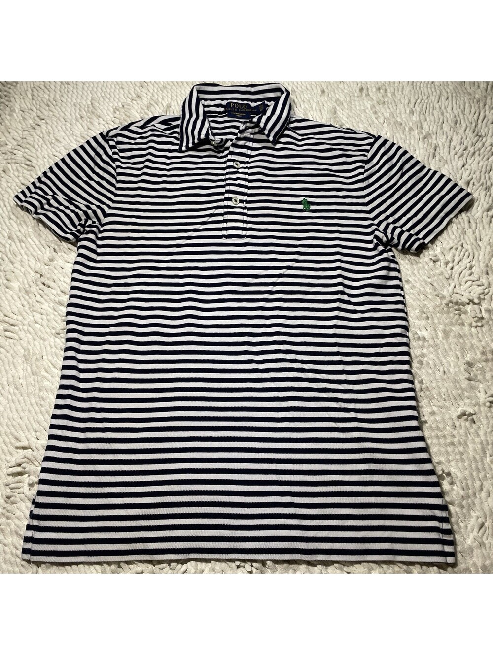 Polo Ralph Lauren Featherweight Mesh Polo Men's Shirt S Navy White Striped